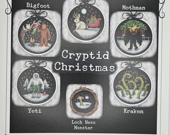 Crypid Christmas Cross Stitch Pattern Lola Crow Cross Stitch Creepy Cross Stitch Modern Cross Stitch Alternative