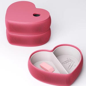 Heart-Shaped Catchall Tray with Lid | Jewelry Organizer | Vanity Storage Box | Desk Organizer | Valentine's Gift