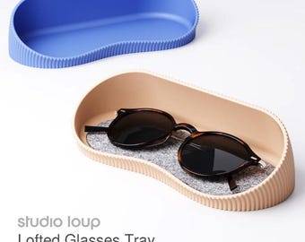 Lofted Glasses Tray | Modern Ribbed Eyewear Holder | 3D Printed Sunglasses Tray