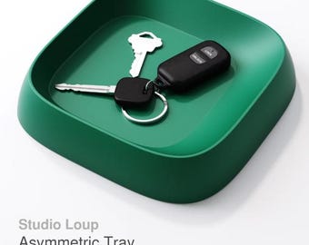 Asymmetric Tray | Modern 3D Printed Catchall for Keys, AirPods & Desk Essentials