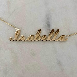 14K Gold Name Necklace – Personalized Solid Gold Nameplate – Custom Handcrafted Necklace – Gift for Her – Everyday Jewelry