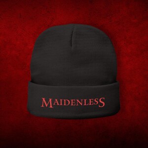 Elden Ring &quot;Maidenless&quot; Embroidered Knit Beanie - Unisex Cotton Acrylic Blend Winter Hat - Soulsborne Games Merch - Gamer Gift