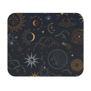 Cosmic Moon Phase Mouse Pad, Astrology Decor, Celestial Office Gift, Boho Desk Accessories, Aesthetic Work Space