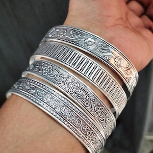 Sterling Silver Kada Bangle Set of 4: Handmade 925 Silver Bracelets