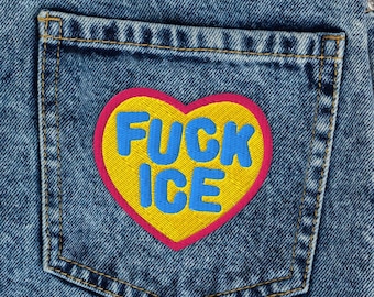 F*ck ICE Embroidered Patch - Abolish Ice - Anti-Trump - Blue Yellow Pink