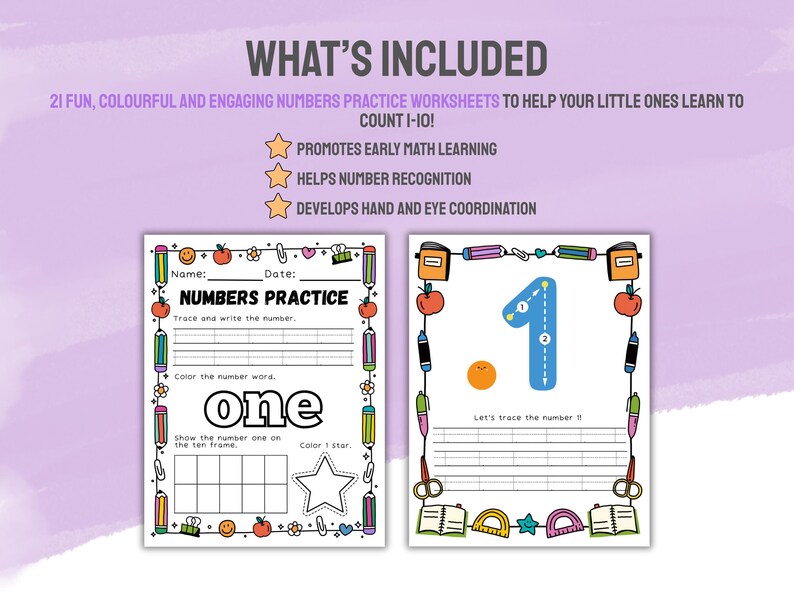 Number Tracing Worksheets 0-10 for Preschool &amp; Kindergarten, Printable ...
