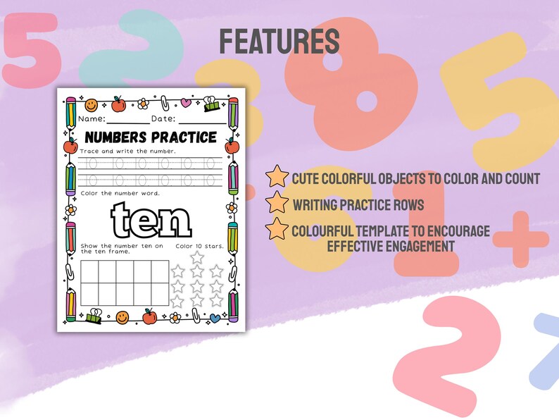 Number Tracing Worksheets 0-10 for Preschool &amp; Kindergarten, Printable ...