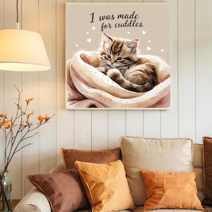 Cute Cat Wall Art Print, Home Décor, Gift for Cat Lovers, Cozy Room Accent, Pet Themed Artwork, Animal Lover Gift, Cat Mom, Cat Art