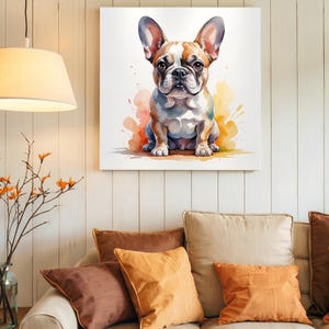 Custom French Bulldog Canvas , Personalized Dog Portrait Wall Art, Cute Frenchie Gift for Dog Lovers
