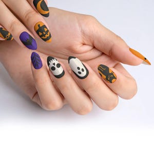 Spooky Black Halloween Press-On Nails