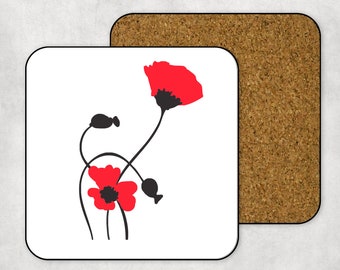 Coaster-Hardboard: Poppies