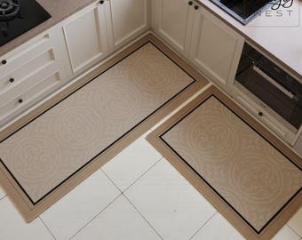 Washable Non Slip Kitchen Rug | Absorbent Oil & Water Floor Mat | Durable Braided Jute Carpet for Bathroom| Entryway  Dining