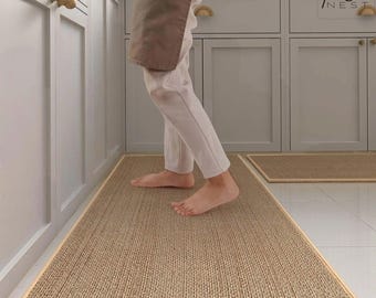 Washable Non-Slip Kitchen Rug | Quick Dry Absorbent Floor Mat | Waterproof Bathroom Mat | Durable Polyester Plaid Home Decor
