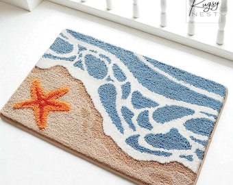 Faux Cashmere Bathroom Mat: Cartoon Pattern, Non-Slip Polyester Rug