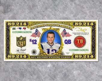 Brady Bucks - Tom Brady NFL Record Passing Yards Commemorative Bill (Original Art)