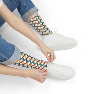 Colorful Patterned Crew Socks, Fun Gift for Fashion Lovers, Cozy Wear for Festivals, Unique Sock Design for Casual Outfits, Vibrant [...]