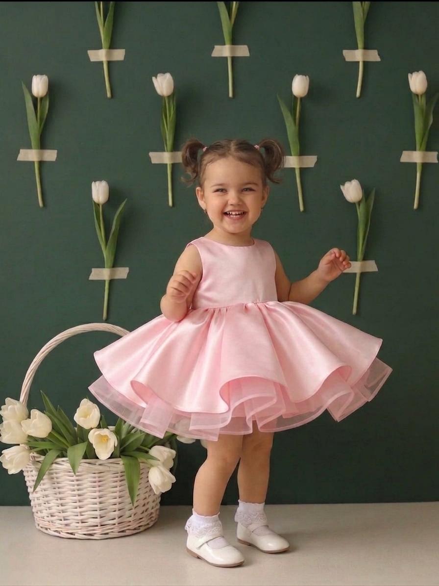 light pink one shoulder short dress Lucca One Shoulder Organza Bodycon Mini Dress main image 0
