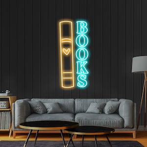 Custom Book Neon Sign, LED Wall Art, Book Lover Decor, Library Study Room Sign, Reading Corner Light, Bookworm Gift, Literary Art
