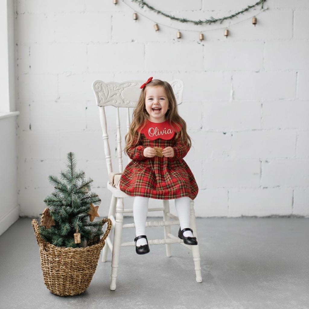 Plaid Smocked Christmas Dress Girl - Etsy