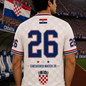 Custom Name Football Shirt, Croatia Retro Soccer Jersey, Vintage Fan Tee image 2