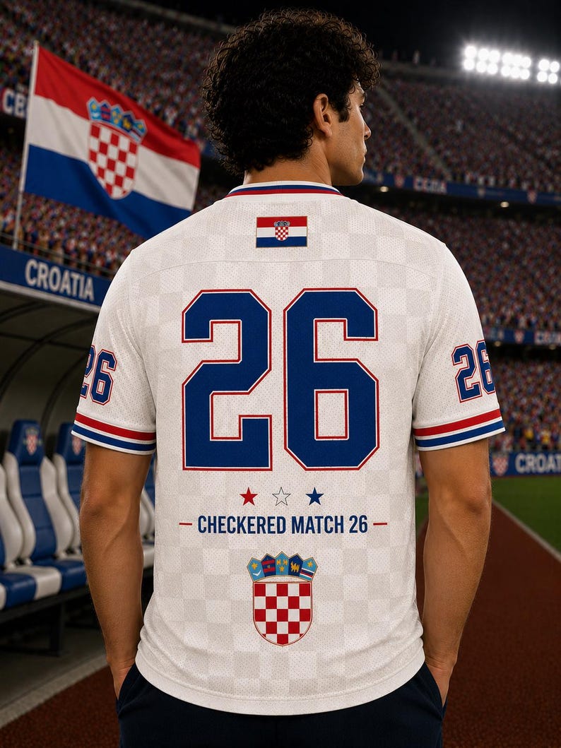 Custom Name Football Shirt, Croatia Retro Soccer Jersey, Vintage Fan Tee image 2