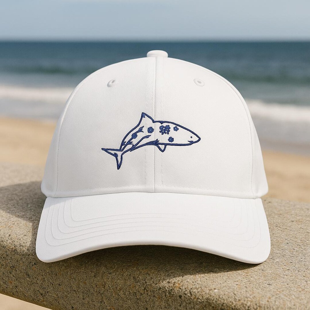 Cap With Fish Minimal Fish Embroidered Hat, Ocean Baseball Cap Wash Hat, Nautical ...