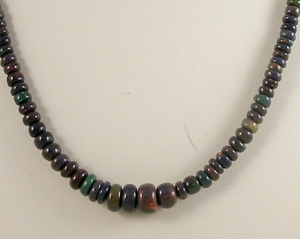 Graduated Black Opal Necklace