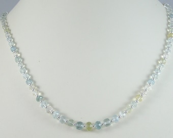 Graduated and Faceted Aquamarine Necklace