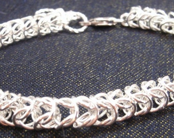 Silver Box Weave Chainmaille Bracelet
