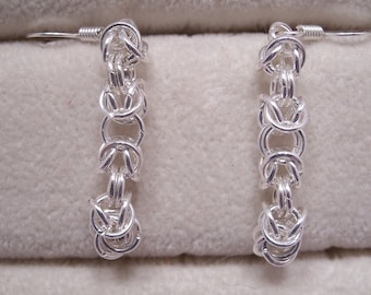 Silver Plated Byzantine Chainmaille Earrings