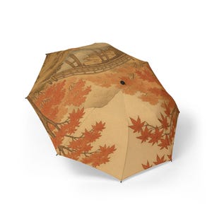 Autumn Leaves Semi-Automatic Umbrella, Stylish Travel Umbrella, Fall Weather Accessory, Gift for Her, Outdoor Essentials