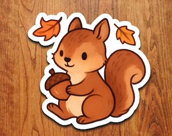 Autumn Squirrel Sticker: Cozy Woodland Animal Vinyl Decal
