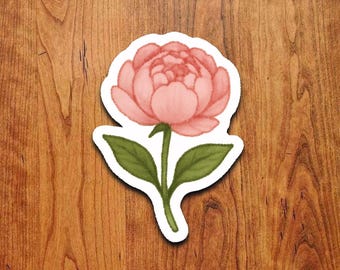 Pink Peony Flower Vinyl Sticker: Waterproof Floral Decal