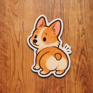 Cute Corgi Dog Butt Sticker, Kawaii Puppy Vinyl Decal for Laptops Water Bottles Journals Scrapbooking and Pet Lover Gifts