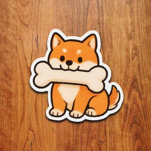 Kawaii Shiba Inu Vinyl Sticker: Waterproof Dog Laptop Decal