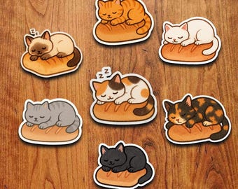Kawaii Loaf Cat Vinyl Sticker Set: Waterproof Laptop Decals