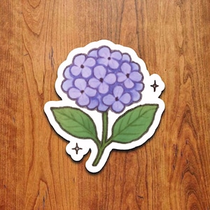 Adesivo in vinile con fiore di ortensia viola: decalcomania floreale impermeabile
