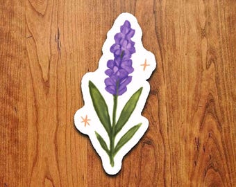 Lavender Flower Vinyl Sticker: Waterproof Floral Decal