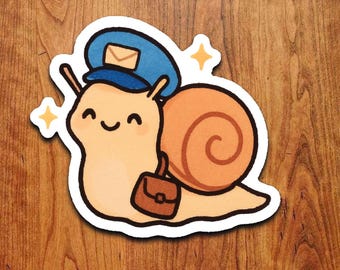 Pegatina Kawaii de Caracol Cartero: Vinilo Adhesivo Impermeable