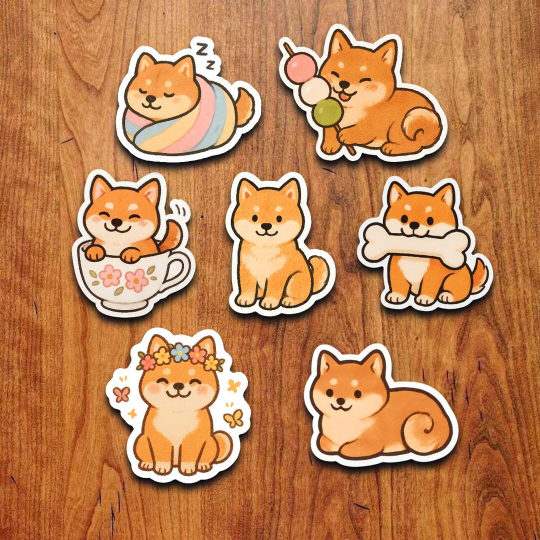 Kawaii Shiba Inu Vinyl Sticker Pack – Waterproof Dog Decals - Etsy