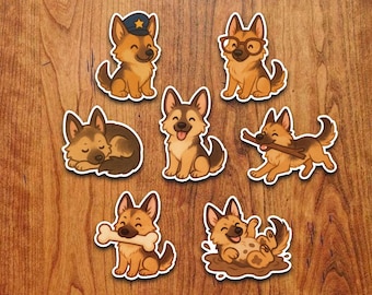 German Shepherd Sticker Pack: Waterproof Vinyl Puppy Decals