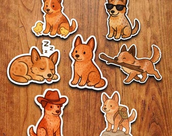 Red Heeler Dog Sticker Pack – Waterproof Vinyl Decals