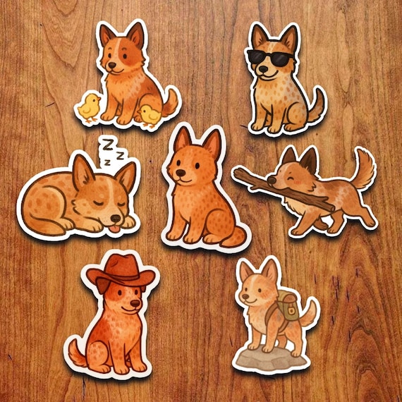 Red Heeler Dog Sticker Pack – Waterproof Vinyl Decals
