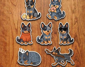 Blue Heeler Dog Sticker Pack: Waterproof Vinyl Decals for Laptop, Water Bottle