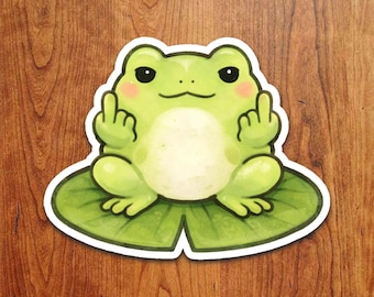 Sassy Frog Sticker – Silly Frog Giving Double Middle Finger Vinyl Decal