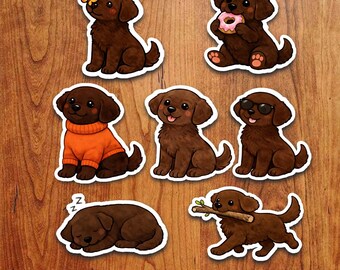 Brown / Chocolate Labrador Retriever Sticker Set: Waterproof Vinyl Decals for Laptop, Water Bottle