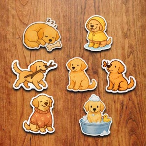 Golden Retriever Sticker Pack: Waterproof Vinyl Puppy Decals