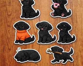 Black Labrador Retriever Sticker Set: Waterproof Vinyl Decals for Laptop, Water Bottle