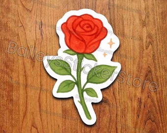 Red Rose Vinyl Sticker: Waterproof Floral Decal for Laptop, Water Bottle