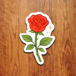 Red Rose Vinyl Sticker: Waterproof Floral Decal for Laptop, Water Bottle